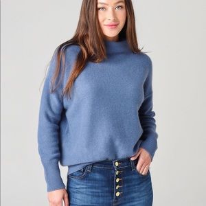 Vince Mock Neck Steel Blue Cashmere Sweater